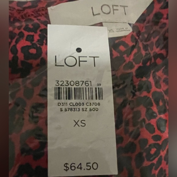 LOFT Animal Print Pleated Ruffle Cuff Blouse - Picture 5 of 7